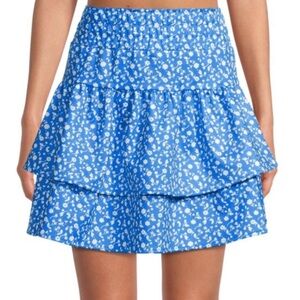 Addison Bay Blue Floral Tiered Mini Skirt